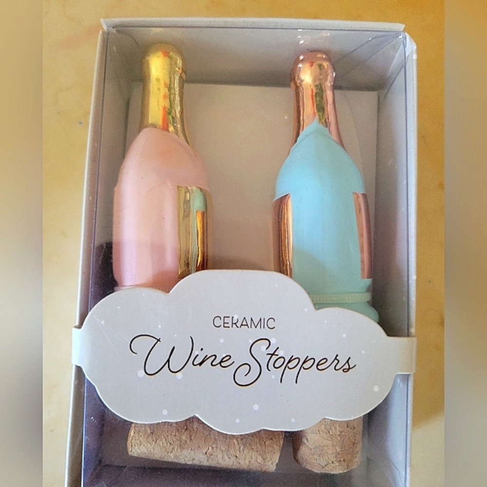 Ceramic Wine Stoppers - Pink and Blue